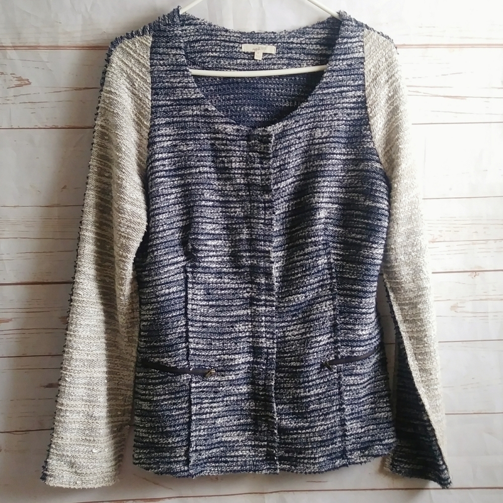 Mystree Blue Ivory Jacket Marled Large